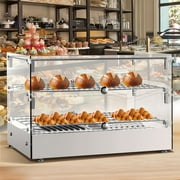 Huloretions 22'' Commercial Food Warmer Display Case, Countertop Warmer Display Case, Commercial Food Warmer with Adjustable Shelves, Glass Sliding Doors, 3 Tier Electric Heated Display Cabinet